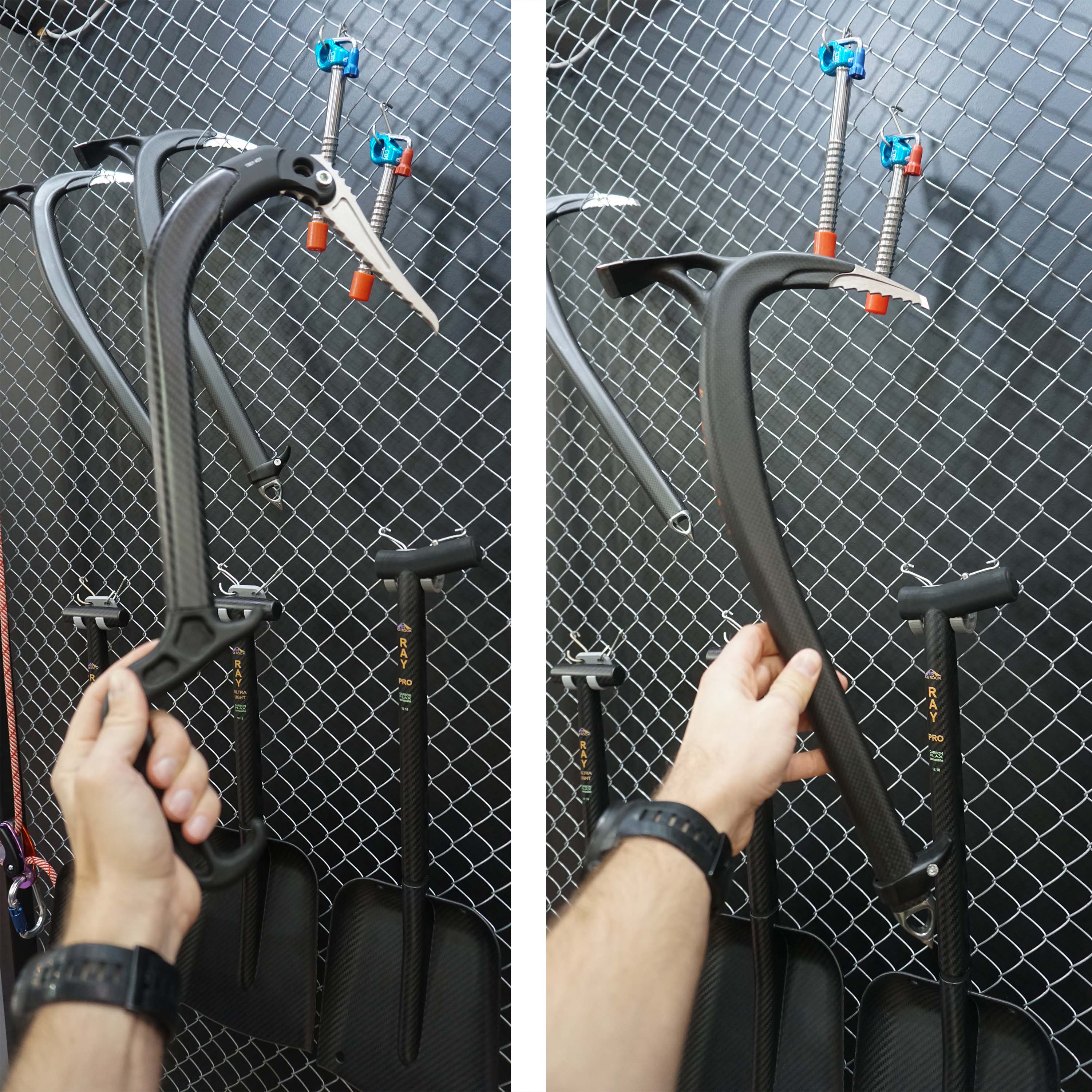 Climbing axes made of carbon and titanium